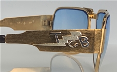 Elvis Presley Owned Neostyle Nautic TCB Sunglasses - Gifted to Friend Kathie Kitten Spehar in His Suite at The Las Vegas Hilton