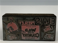 Three Elvis Presley Movie Newspaper Ad Wood Blocks Set in Metal Artwork - <em>G.I. Blues</em>, <em>Flaming Star</em> and <em>Wild in the Country</em>