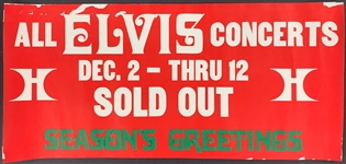 1976 Elvis Presley “SOLD OUT” Poster for His December 2-12 Shows at the Las Vegas Hilton – Rare “Seasons Greetings” Version