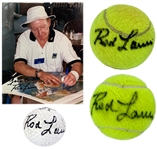 Tennis Legend Rod Laver Signed Collection with Two Signed Tennis Balls, 8 x 10 Photo and Signed Golf Ball! (BAS)