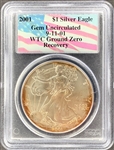 2001 $1 Silver Eagle PCGS Gem Uncirculated World Trade Center Ground Zero Recovery