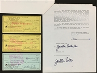 Jonathan Winters Signed ABC TV Agreement and Three Signed Personal Checks Two to IRS and One for new battery for Rolls! (4 Items) (BAS)