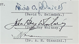 Legendary Hollywood Producers and Studio Heads Signed Collection of Six Pieces with Jack Warner, Hal Wallis, Louie B. Mayer and Others (BAS)