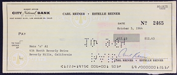 Carl Reiner Signed Personal Check Collection of Three (3) To Nate 'n' Al, Irving Reiner & Ted Beck Pool Service (BAS)