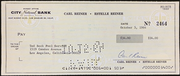 Carl Reiner Signed Personal Check Collection of Three (3) To Nate 'n' Al, Irving Reiner & Ted Beck Pool Service (BAS)