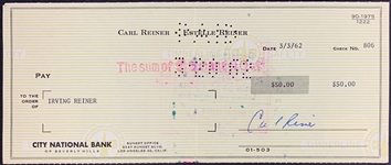 Carl Reiner Signed Personal Check Collection of Three (3) To Nate 'n' Al, Irving Reiner & Ted Beck Pool Service (BAS)
