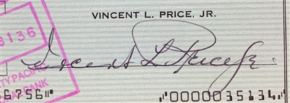 Vincent Price Signed Personal Check Collection of Three (3) (BAS)