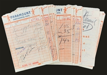 Collection of 40 1950's “Paramount (Pictures) Cafe” Receipts Signed by Actors and Directors (BAS)