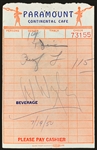 Collection of 40 1950's “Paramount (Pictures) Cafe” Receipts Signed by Actors and Directors (BAS)