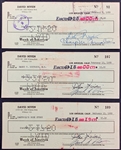David Niven Signed 1950 Personal Check Collection of Three - To Helen Hunt, Harry F. Dietrich, MD & Campbell's Book Store (3) (BAS)