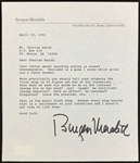 Burgess Meredith (Rocky's Manager) Signed Letter on His Personal Letterhead with Advice About Teaching Acting (BAS)