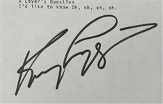 Kenny Loggins Signed Copy of the Lyrics for “A Lover's Question” - HUGE Signature (BAS)