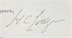 U.S. Senator Henry Cabot Lodge Signed 1918 Letter on his Senatorial Letterhead (BAS)