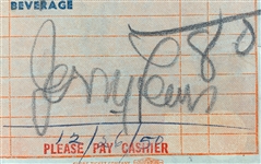 Hey LAAAAADY! Jerry Lewis Signed 1950 “Paramount (Pictures) Cafe” Receipt and WHAT HE HAD TO EAT! (BAS)
