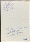 Jack Benny Signed 1968 Letter to Singer Pearl Bailey – with Bailey's Handwritten Notes About Return Letter on Reverse (BAS)