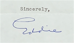 Eddie Cantor Signed Pieces Incl. 1954 Signed Letter to Ray Bolger Referencing Jessel & pulchritude! (3 Pieces) (BAS)