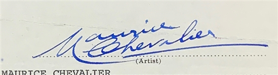 Maurice Chevalier Signed 1967 William Morris Agency Agreement Guaranteeing $5,000 to Perform (But He Must Pay $25 to Sell Souvenirs!) (BAS)
