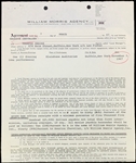 Maurice Chevalier Signed 1967 William Morris Agency Agreement Guaranteeing $5,000 to Perform (But He Must Pay $25 to Sell Souvenirs!) (BAS)