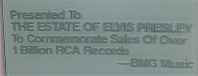 Massive Elvis Presley RCA/BMG Etched Glass “BILLION RECORDS SOLD” Award 