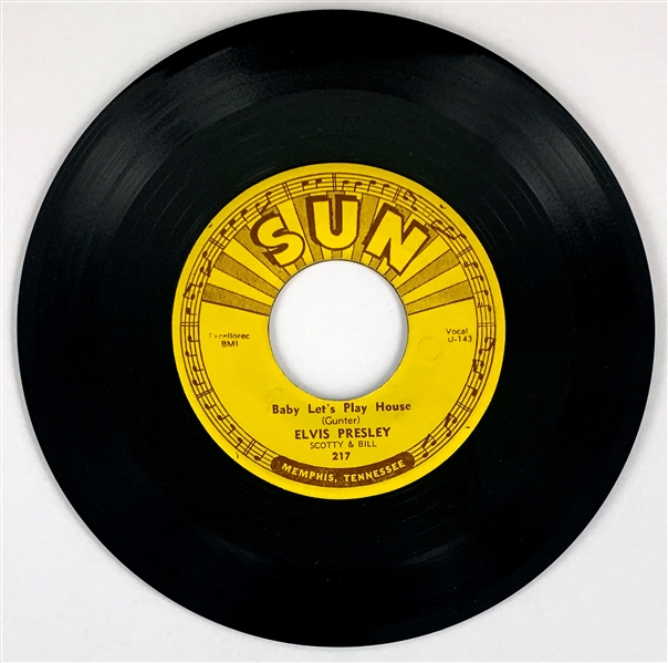 High Grade 1954 Sun Records 217 45 RPM 7-Inch Single of Elvis Presleys “Baby Lets Play House” and “Im Left, Youre Right, Shes Gone” - Memphis Pressing