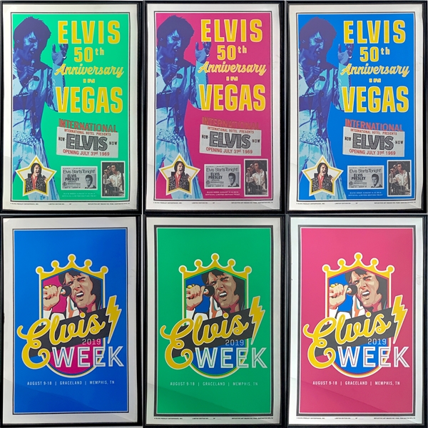 Elvis Presley "ELVIS WEEK" Prototype Mylar Posters Set of Six Different - Created by the Company that Made Elvis 1970s Mylar Banners