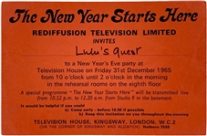1965 Rediffusion Television Limited BBC <em>Ready, Steady Go</em> New Years Eve Party Broadcast Ticket