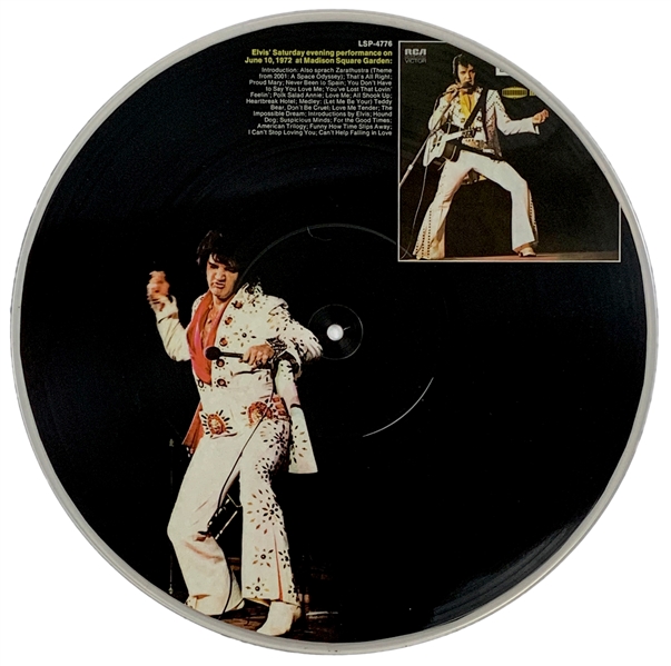 1972 Picture Disc Test Pressing for Elvis Presleys Live LP <em>Elvis As Recorded at Madison Square Garden</em>