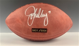 NFL Hall of Fame Quarterbacks Signed Wison Footballs (4) (BAS COAs) Inc. Terry Bradshaw, John Elway, Dan Marino, and Joe Montana