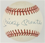 Mickey Mantle Single Signed Baseball (OAL Bobby Brown) (BAS)