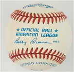 Mickey Mantle Single Signed Baseball (OAL Bobby Brown) (BAS)