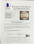 Mickey Mantle Single Signed Baseball (OAL Bobby Brown) (BAS)