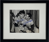 Joe DiMaggio and Frank Shea Signed 8 x 10 News Service Photo in Framed Display Game 5 of the 1947 World Series (BAS)