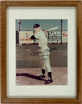 Mickey Mantle Signed 8 x 10 Rookie Photo Inscribed #6 - 1951 in Framed Display (BAS)