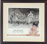 Ted Williams 1947 Signed and Inscribed Triple Crown Artwork in Framed Display (BAS)