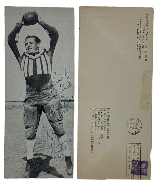 Harold “Red” Grange Signed Photo With Original Envelope (BAS)