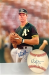 “Bash Brothers” Signed Collection of 4 Pieces - Baseball and 8 x 10 Signed by both McGwire and Canseco (BAS)