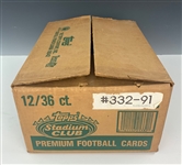 1991 Topps Stadium Club Football Full Case of 12 Unopened Boxes – Brett Favre Rookie Card Possible!