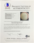 Kirby Puckett Single Signed Baseball (OAL Gene Budig) (BAS)