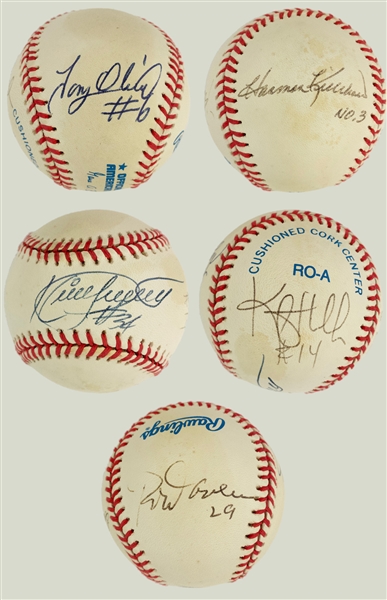 Minnesota Twins “Retired Numbers” Signed Baseball (OAL Budig) – With Kirby Puckett, Harmon Killebrew, Kent Hrbek, Tony Oliva, and Rod Carew (BAS)