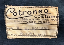 1971 WS “Fluke” Holland  Stage-Worn “Cotroneo” Pitch Black Two-Piece Suit – Worn Performing with Johnny Cash