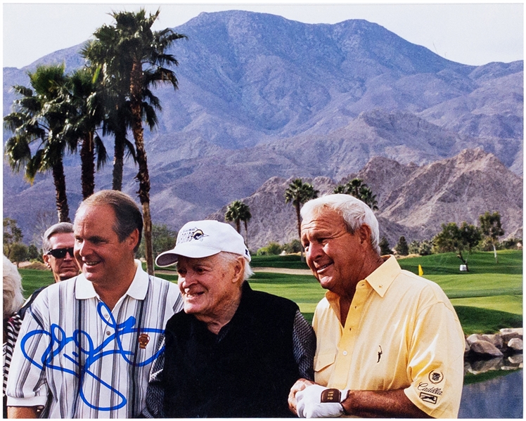 Rush Limbaugh Signed 8 x 10 Photo – With Arnold Palmer and Bob Hope! (BAS)