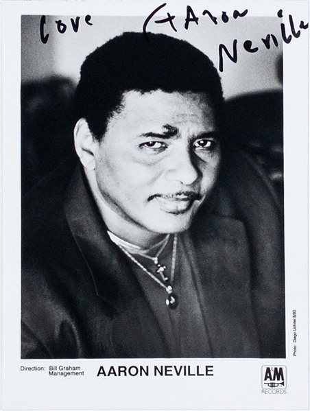 Aaron Neville Signed A & M Records Promo Photo (BAS)