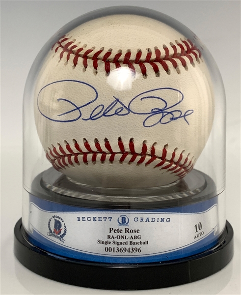 Pete Rose Single Signed Basball (ONL Giamatti) (BAS Encapsulated GEM MINT 10)