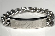 Elvis Presley Owned and Worn 1950s  "ELVIS" Monogrammed Silver ID Bracelet - Gifted to His Cousin Patsy Presley – with Compelling Photo Evidence!