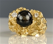 Elvis Presley Stage Worn Diamond and Black Star Sapphire Gold Ring – with Strong Photo Evidence - Former Jimmy Velvet Collection