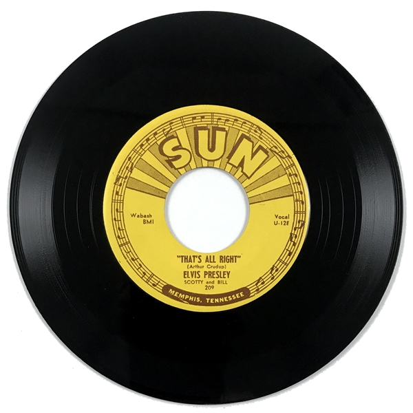 Super-Clean 1954 Sun Records 209 Unplayed “File Copy” 45 Single of Elvis Presley’s “That’s All Right” - From Sun Records Promotions Manager Cecil Scaife