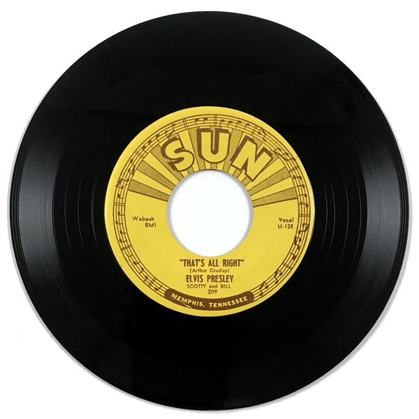 Super-Clean 1954 Sun Records 209 Unplayed “File Copy” 45 Single of Elvis Presley’s “That’s All Right” - From Sun Records Promotions Manager Cecil Scaife