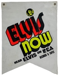Early 1970s “ELVIS NOW” Oilcloth Concert Banner - “Hear Elvis on RCA Record & Tapes”