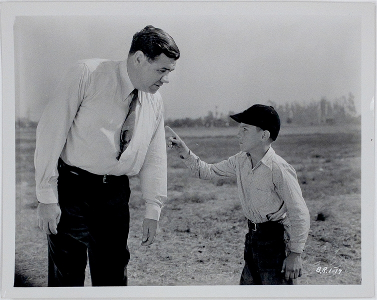 1931 Original News Service Photo of Babe Ruth Promoting Universal Pictures Short Film <em>Slide, Babe, Slide</em> (PSA/DNA Type I)