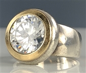 Elvis Presley Owned 14K Gold and Sterling Silver Ring with a Massive Clear Stone - Given to His Cousin Patsy Presley
